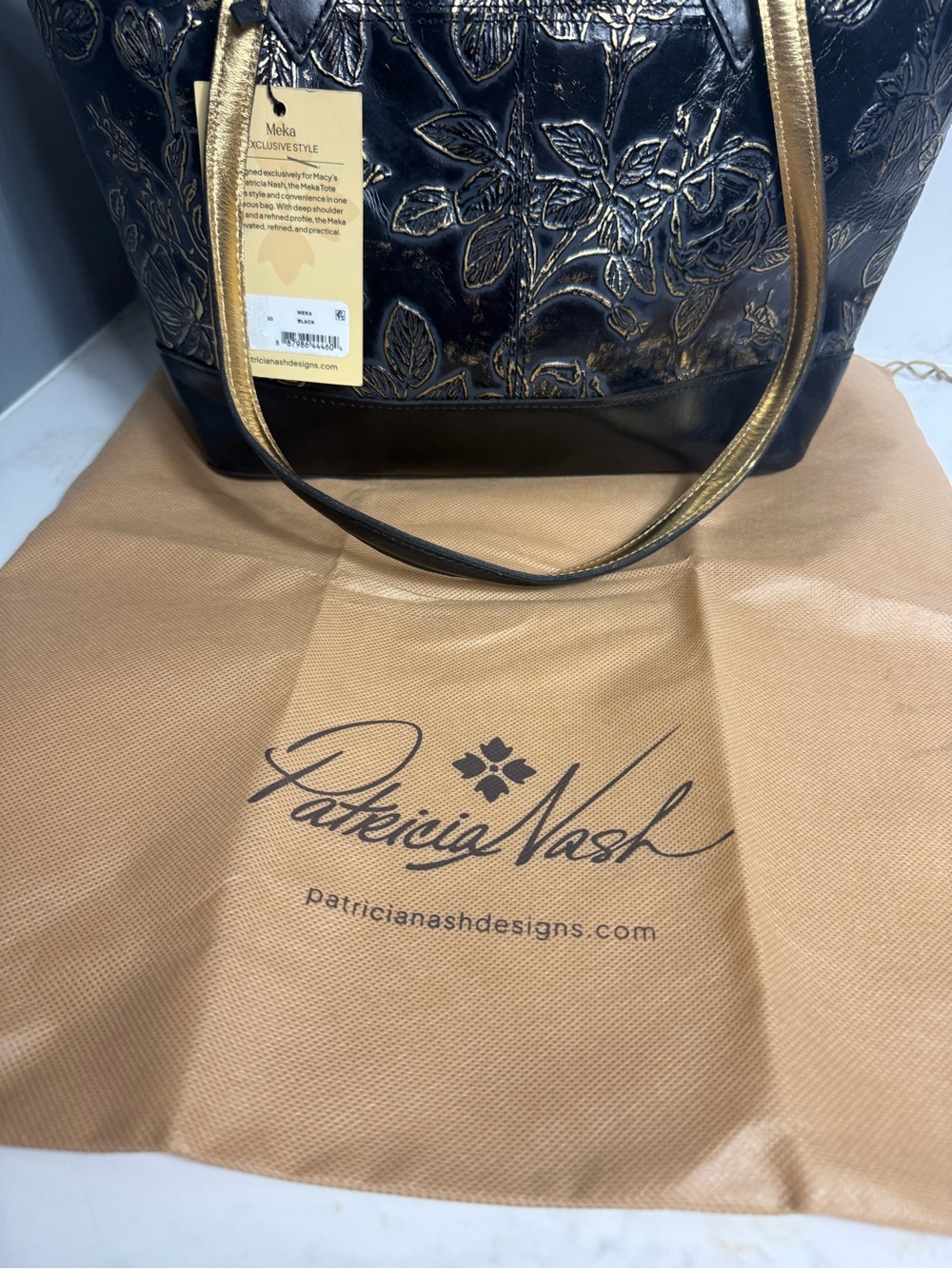 Patricia Nash Black and Gold Floral Tote - Picture 9 of 11